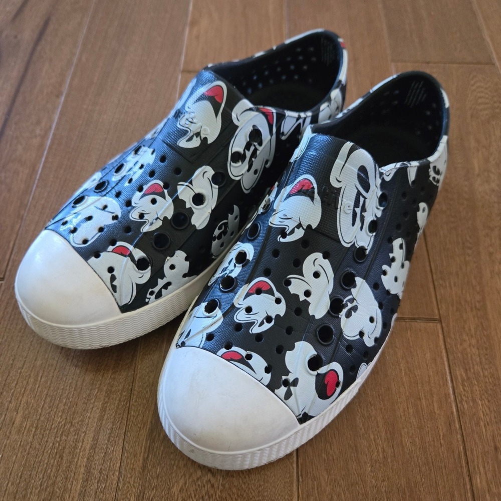 Native Jefferson Disney Mickey Mouse Black White Slip On Shoes M3 W5 Waterproof